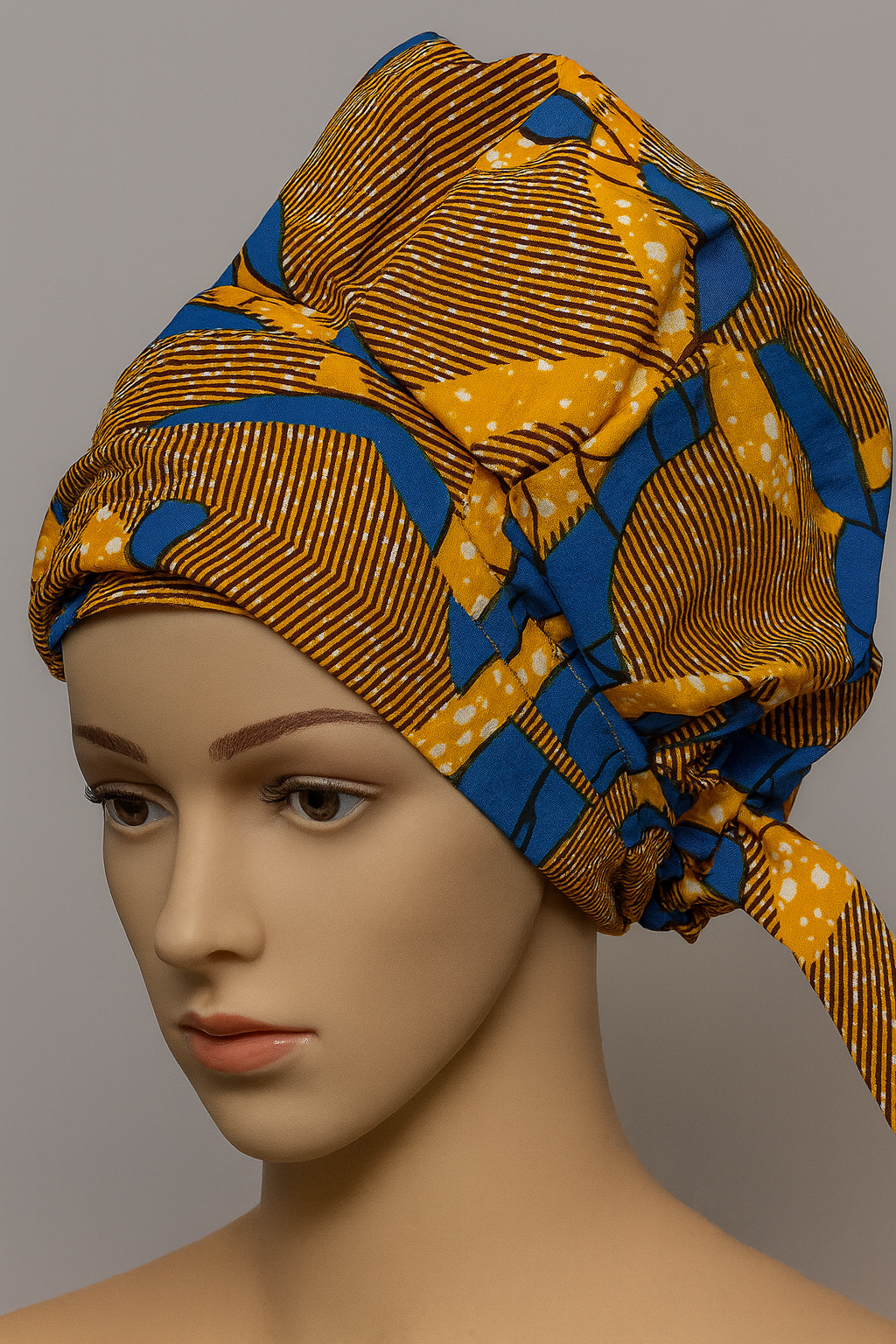 Mustard & Blue Ankara Tie Headwrap