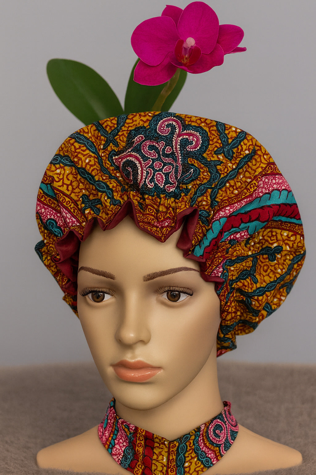 Multicolor Ankara Satin Bonnet