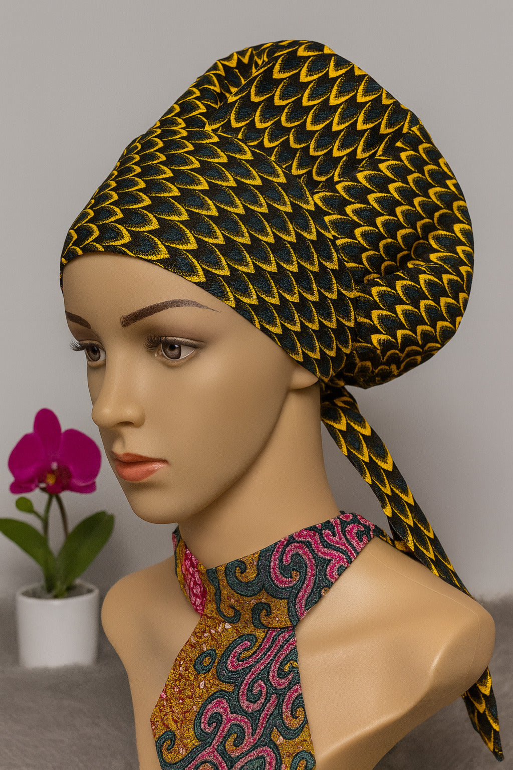 Black & Gold Ankara Tie Headwrap