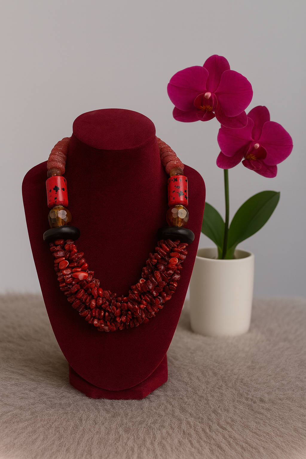 Bold Red Coral Necklace