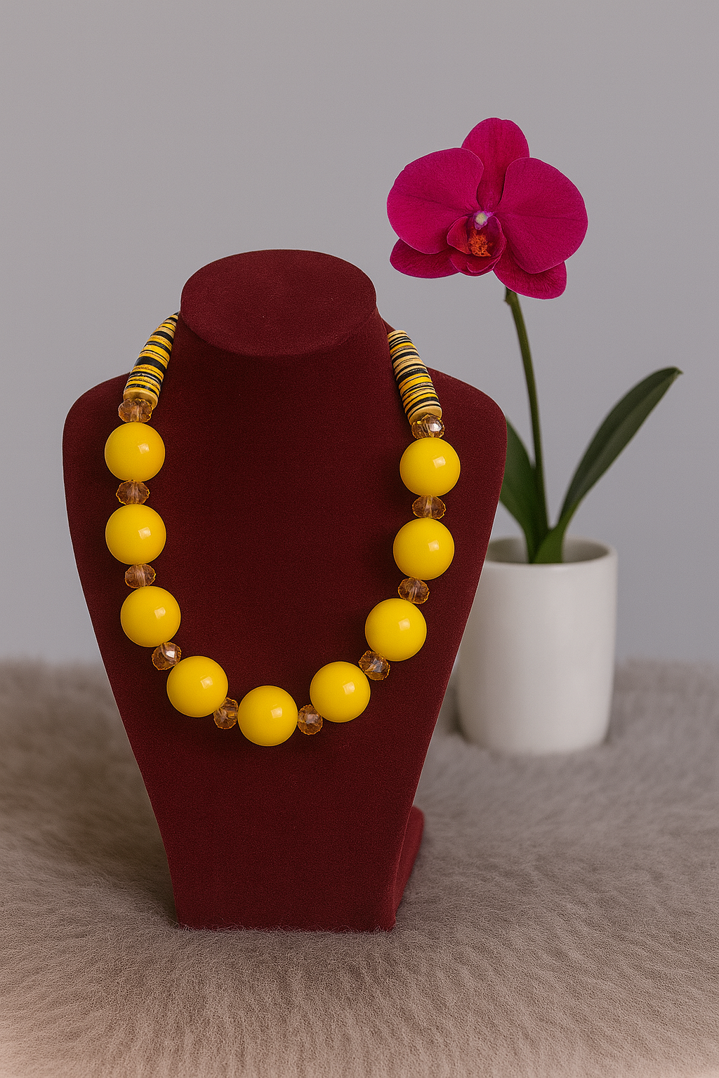 Bold Yellow Bead Necklace