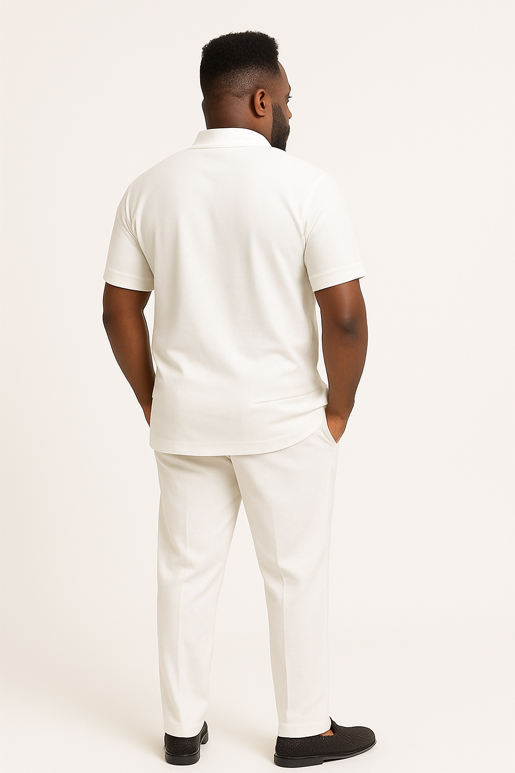 Ivory Zip-Collar Kaftan Set