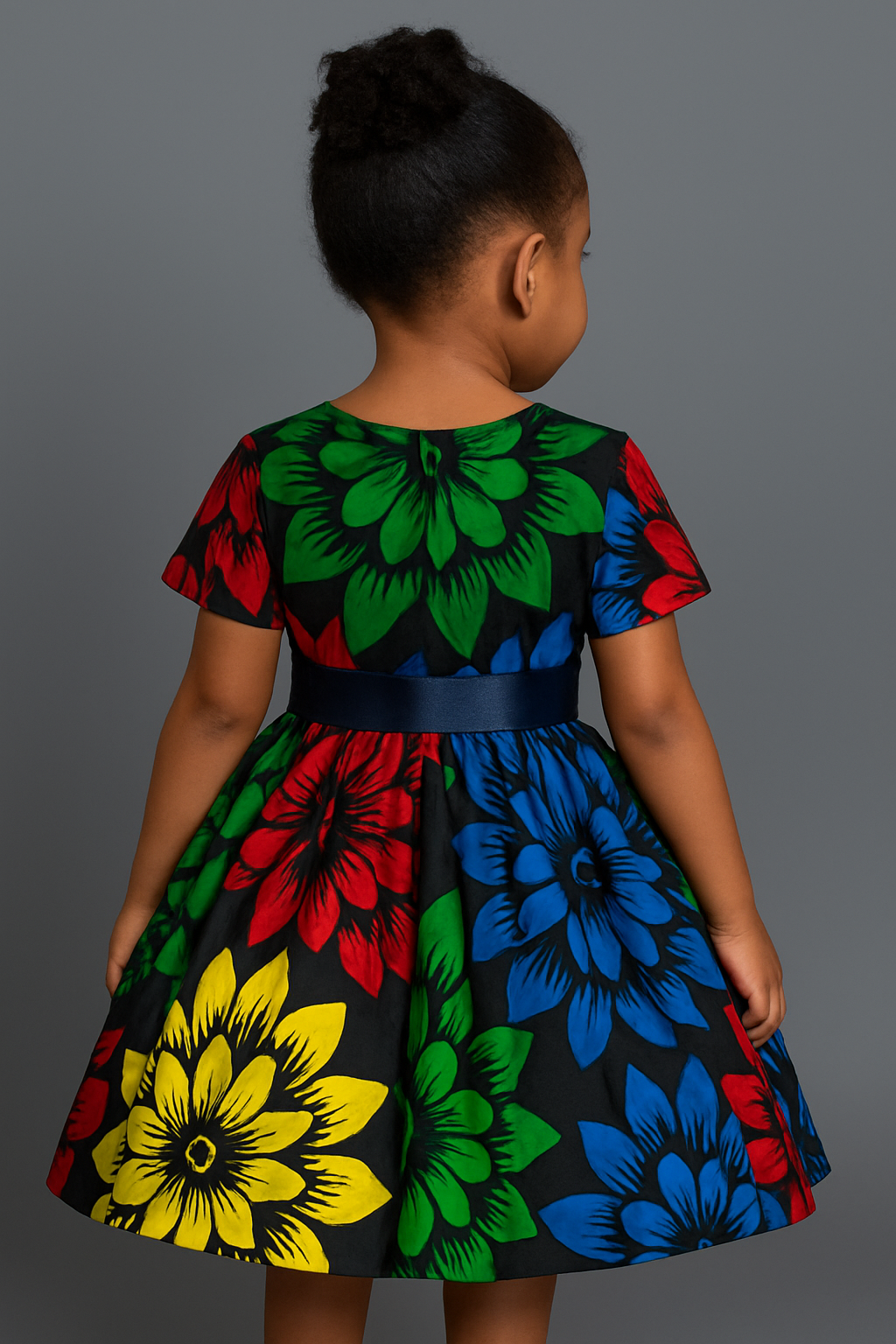 Rainbow Blossom Ankara Dress