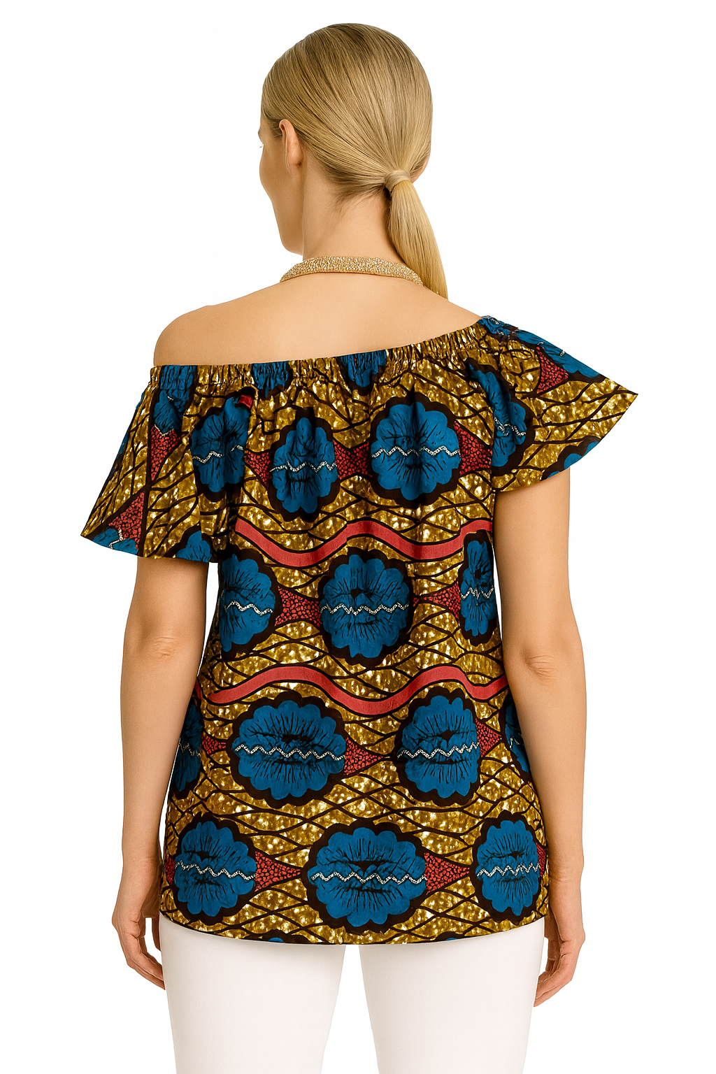 One-Shoulder Ankara Print Top