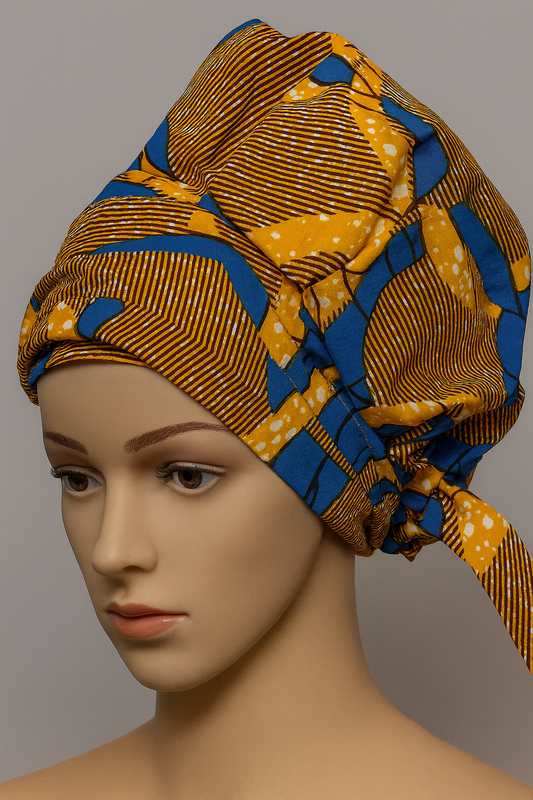 Mustard & Blue Ankara Tie Headwrap