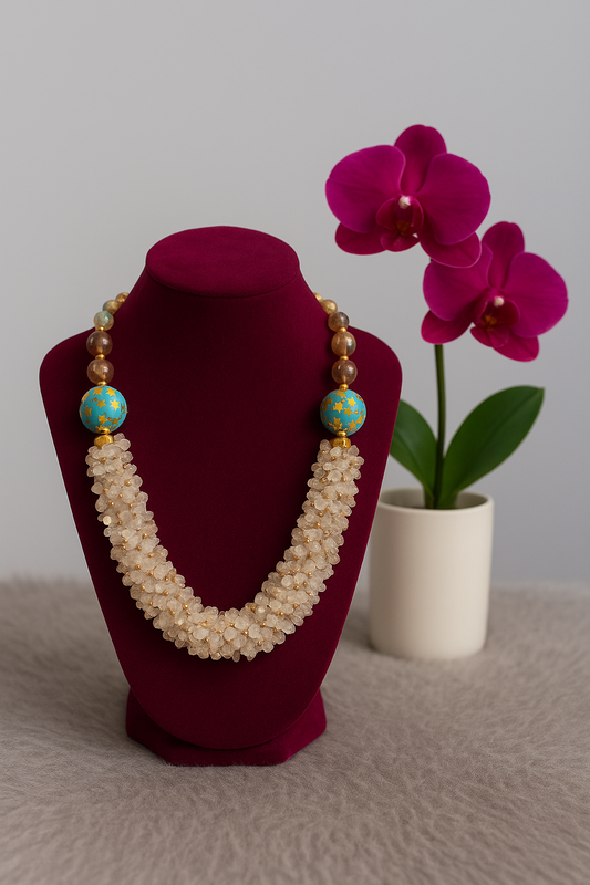 Golden Cluster Beaded Necklace