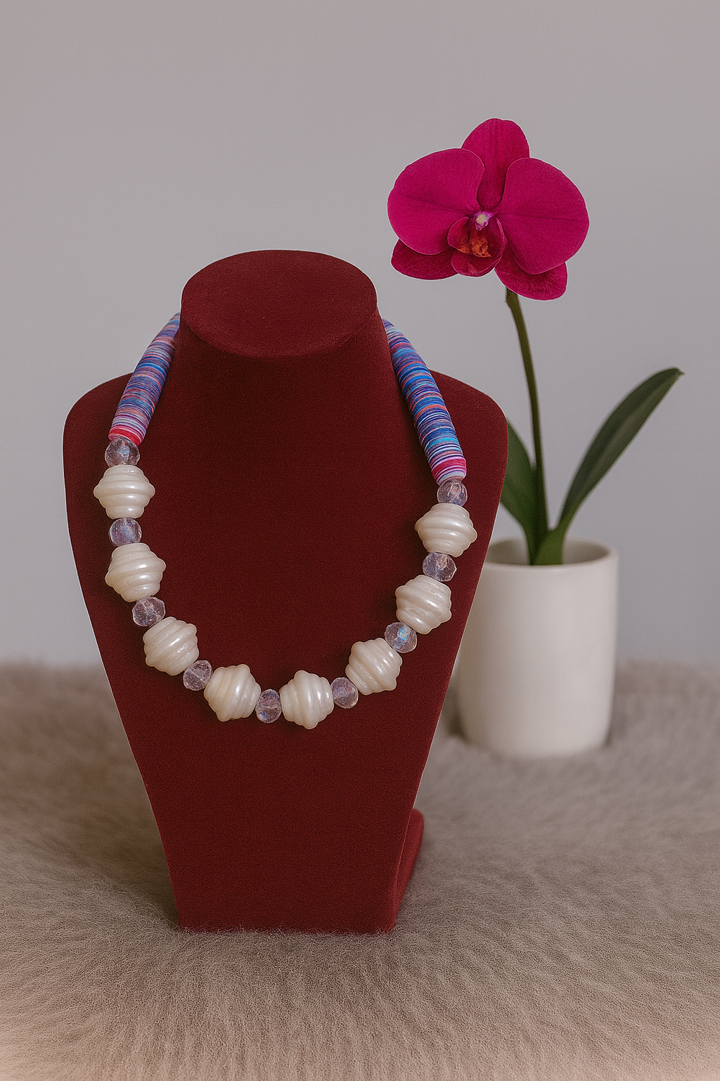 White Shell Bead Necklace