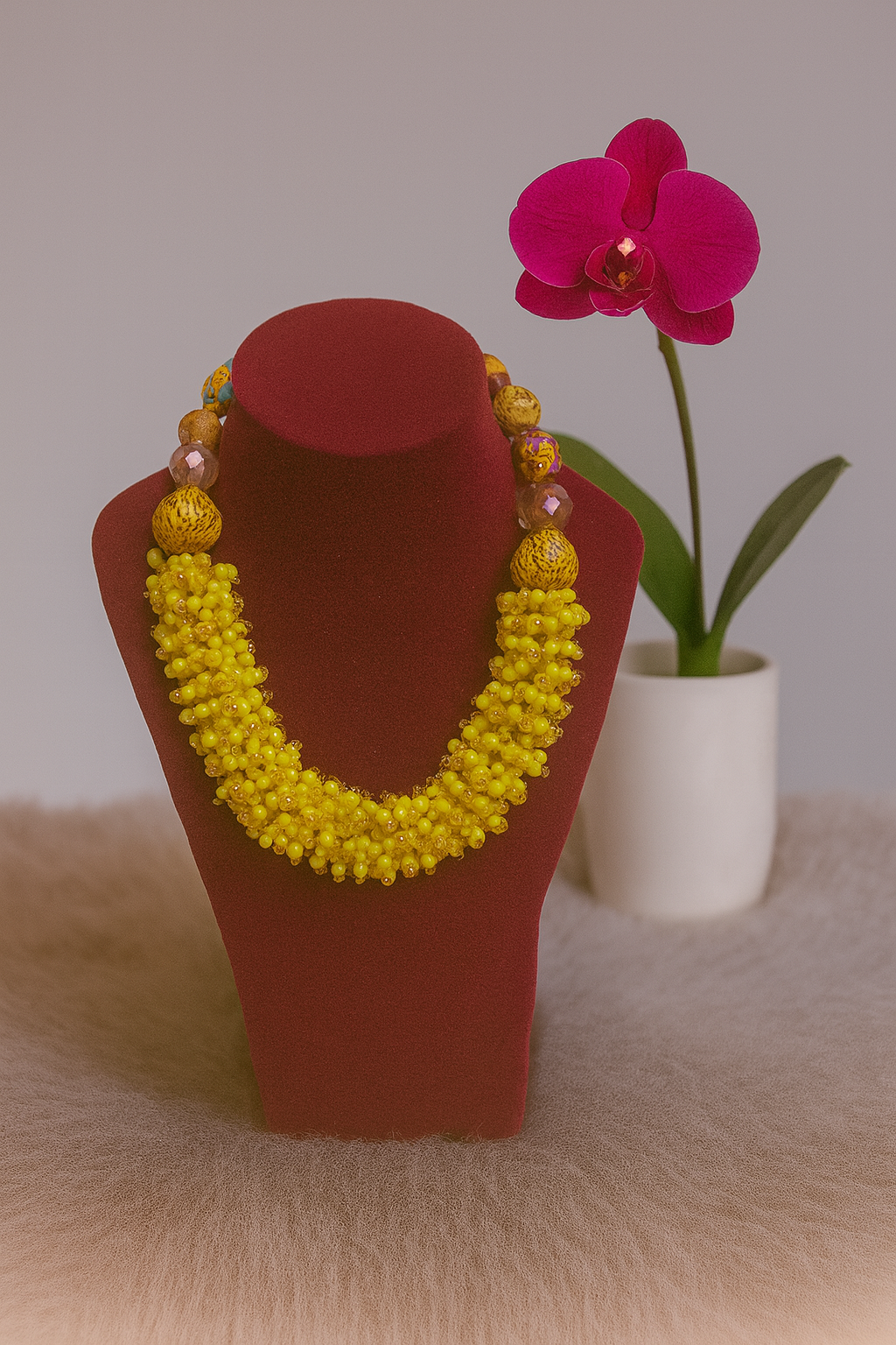 Sunshine Bead Cluster Necklace