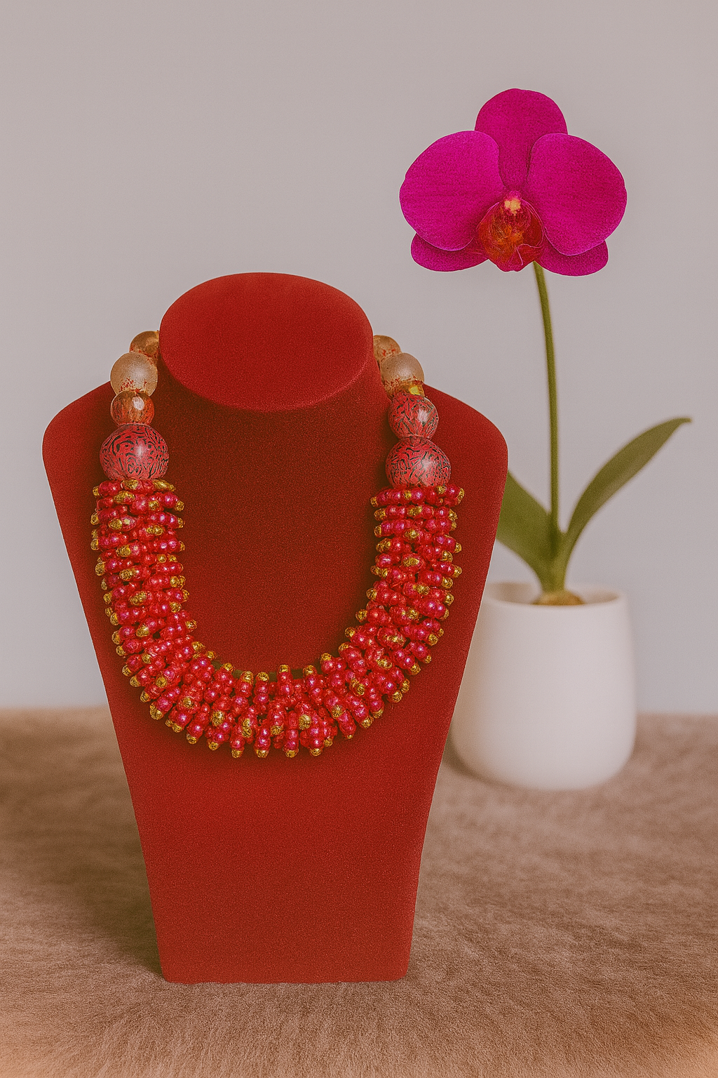 Royal Crimson Beaded Necklace