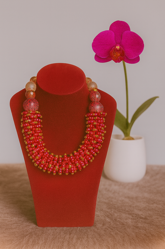 Royal Crimson Beaded Necklace