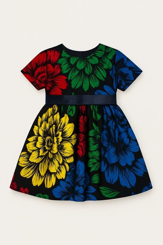 Rainbow Blossom Ankara Dress