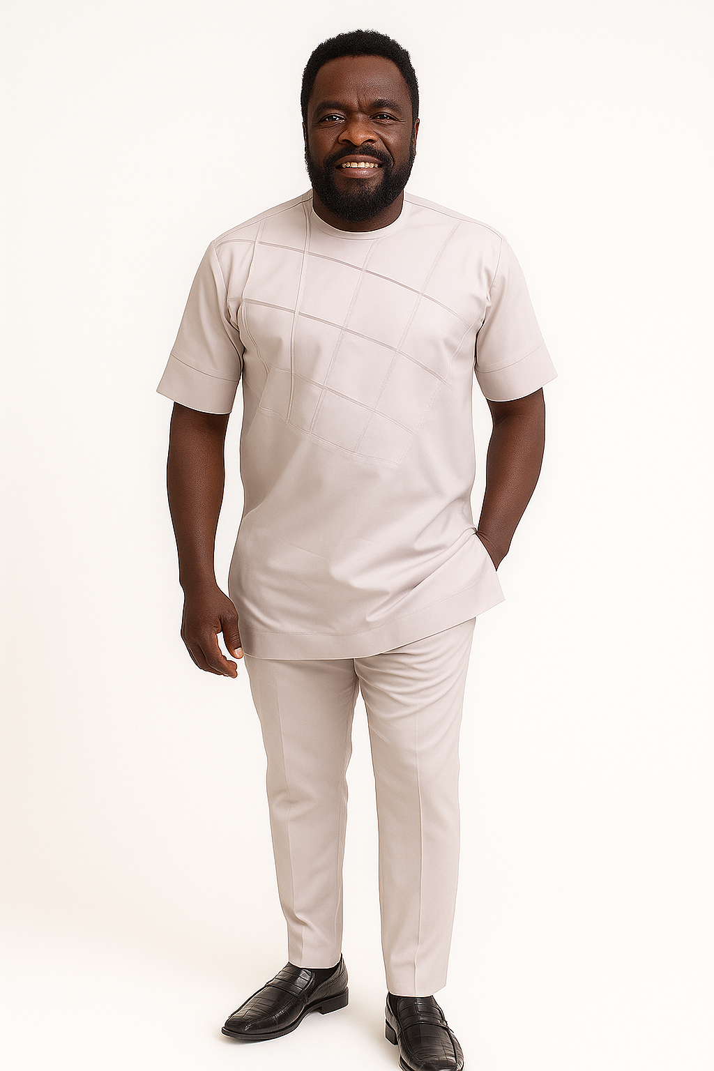 Classic Pearl Grid Kaftan Set