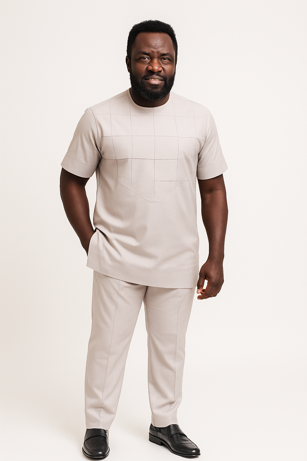 Classic Pearl Grid Kaftan Set