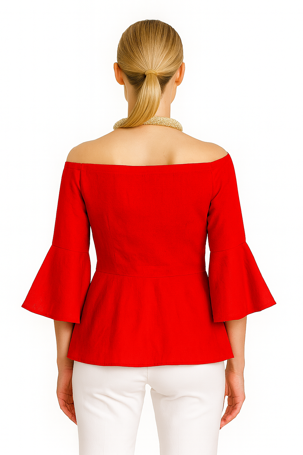 Scarlet Elegance Off-Shoulder Top