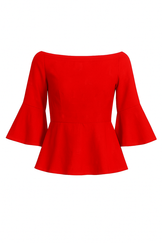 Scarlet Elegance Off-Shoulder Top
