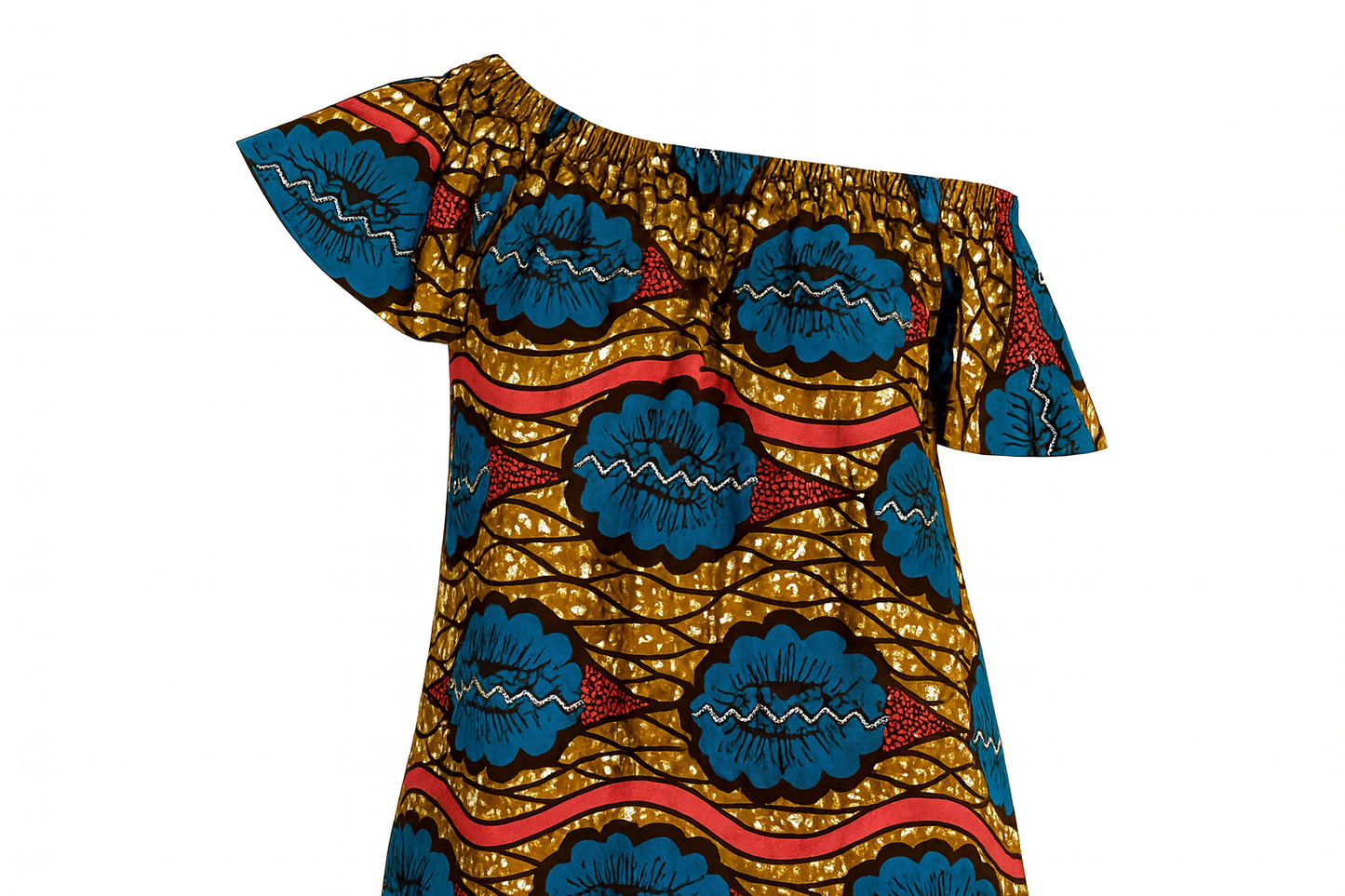 One-Shoulder Ankara Print Top
