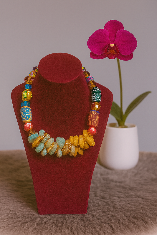 Turquoise Frost Beaded Necklace