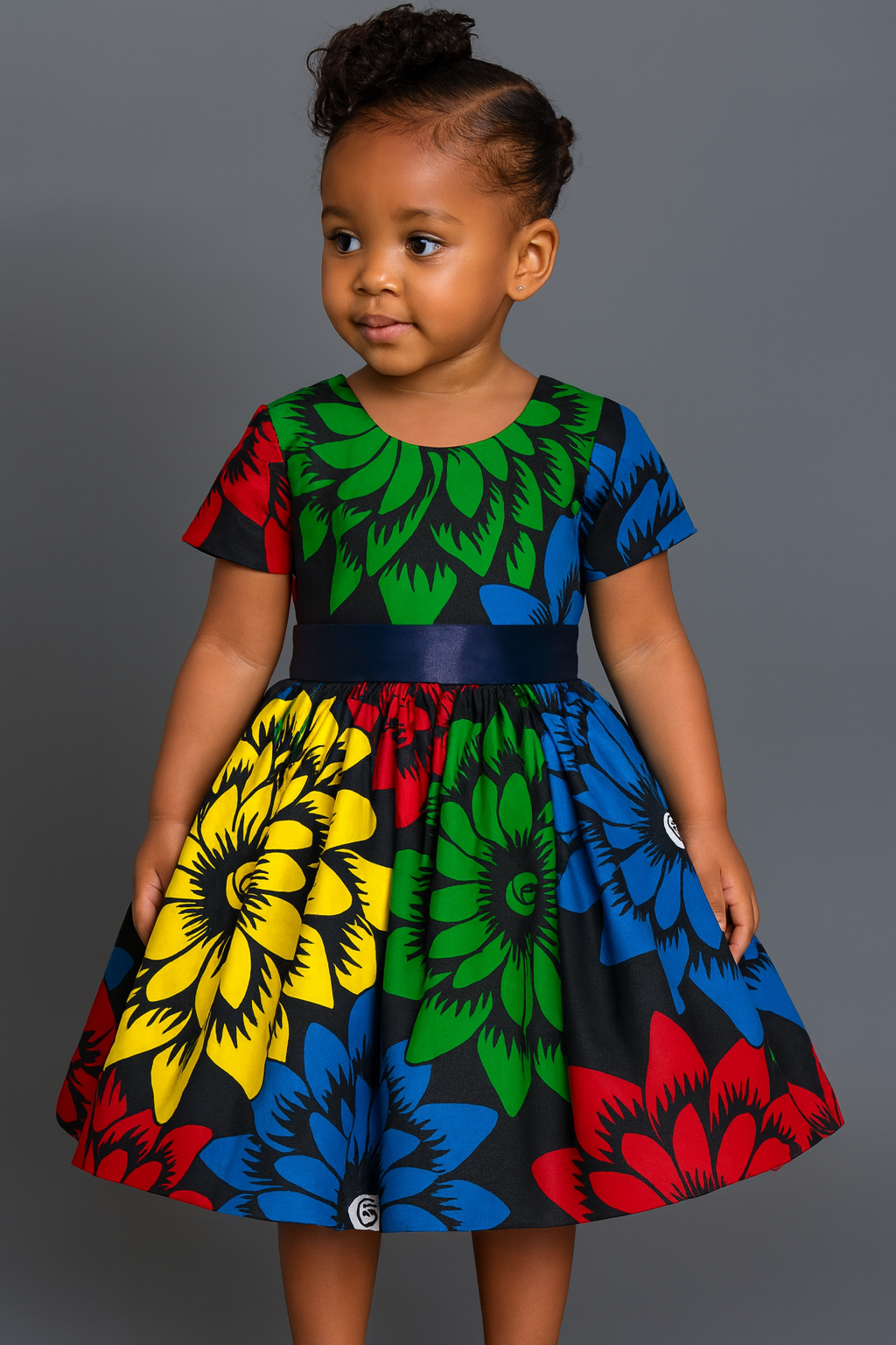 Rainbow Blossom Ankara Dress