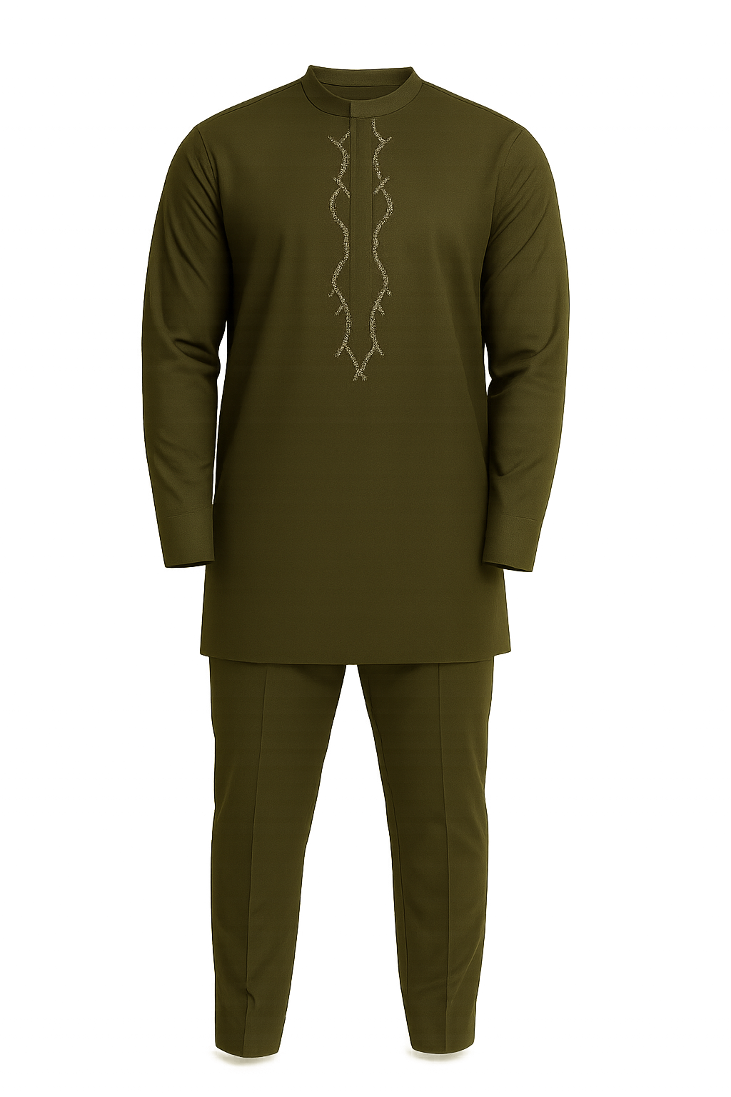 Olive Prestige Embroidered Kaftan Set