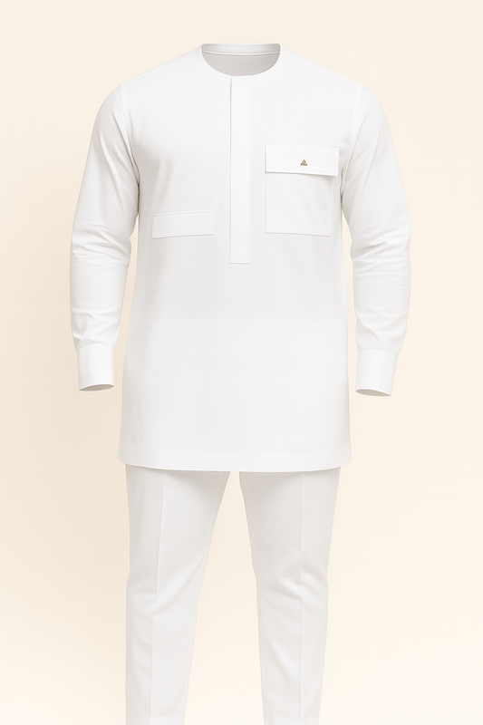 Regal White Executive Kaftan Set