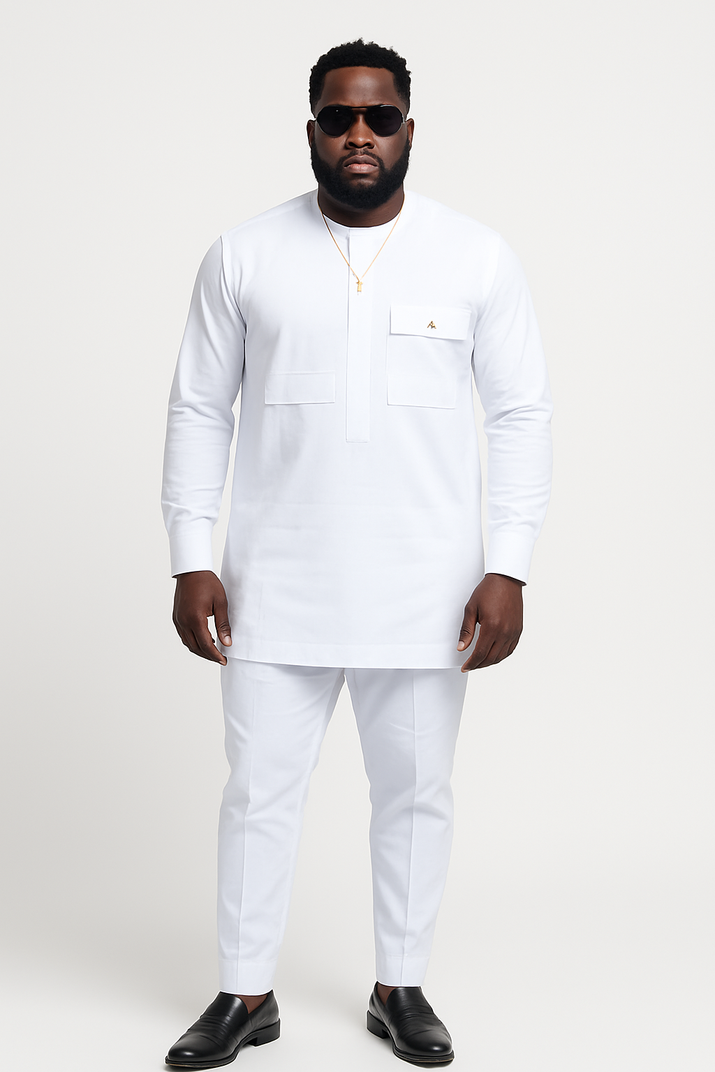 Regal White Executive Kaftan Set
