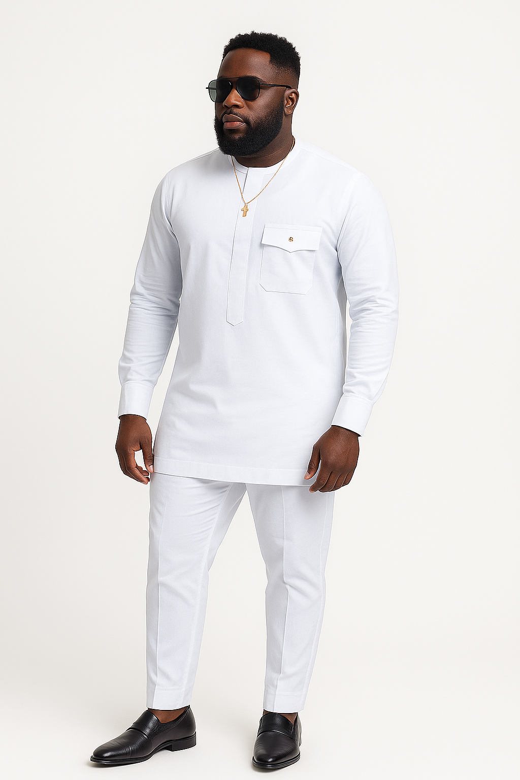 Regal White Executive Kaftan Set